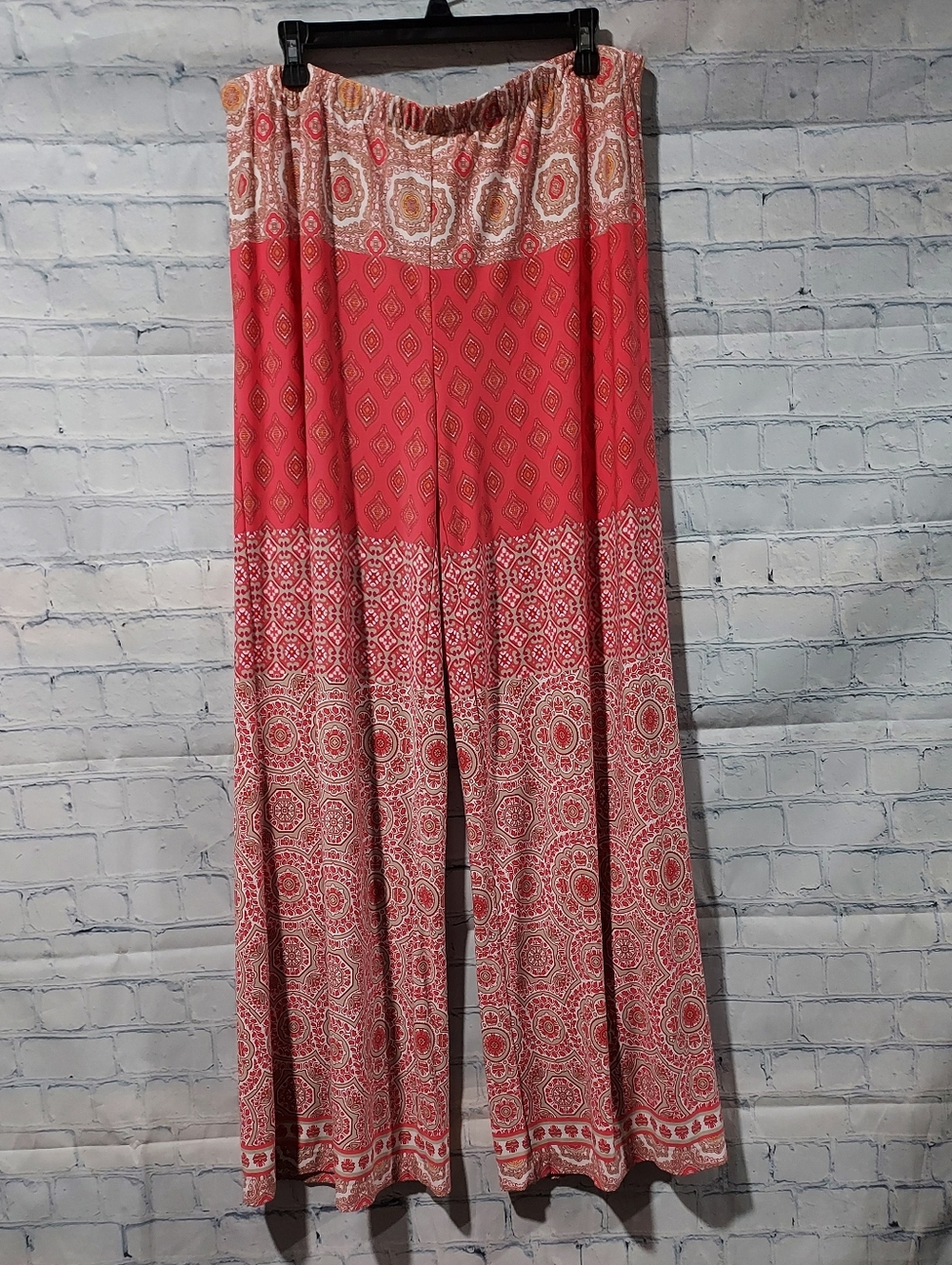 Chico’s Palazzo Wide Leg Pants Size 2R Regular Large 12 Comfy Boho Elastic Waist